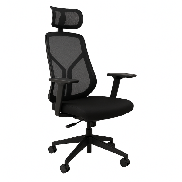 Черен ергономичен стол.