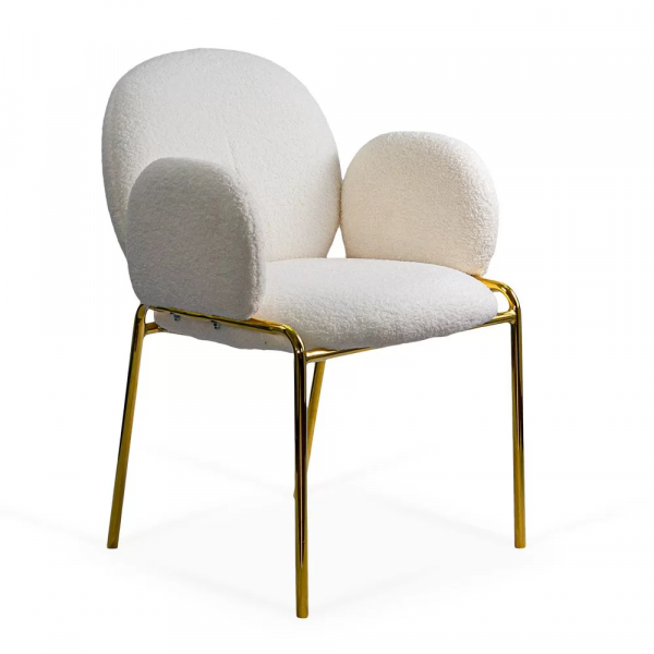 Кремав трапезен стол със златисти крака.