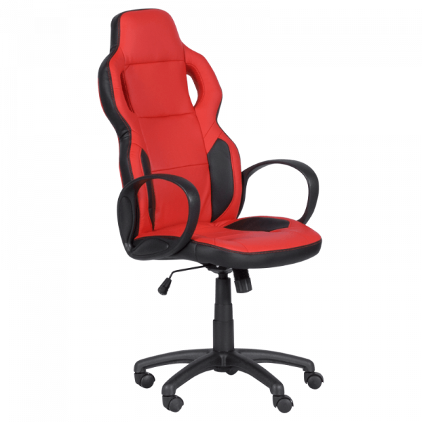 Геймърски стол в червен цвят.