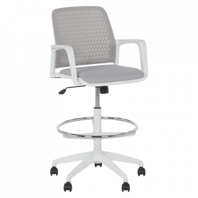 ОФИС СТОЛ 7556 WHITE, ДАМАСКА + МЕШ, СВЕТЛОСИВ