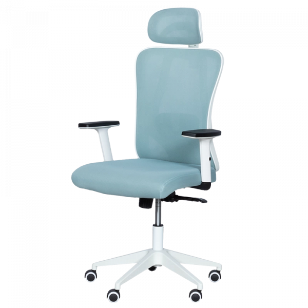 Ергономичен стол в син цвят.