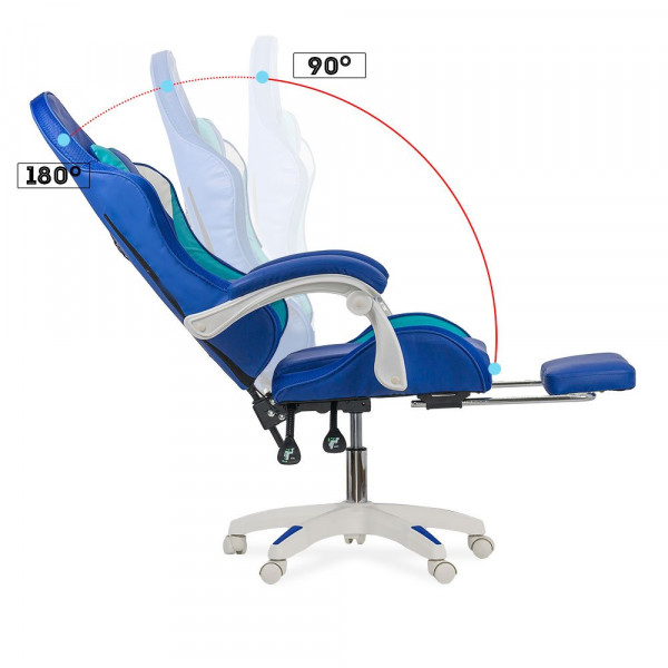 Геймърски стол в син цвят.