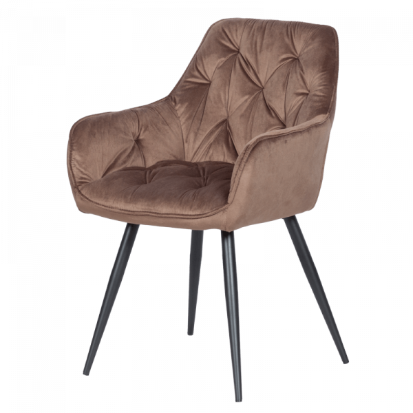 Трапезен стол в кафяв цвят.