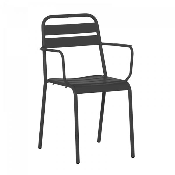 Черен метален градински стол.