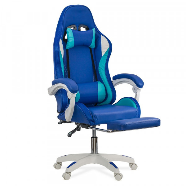 Геймърски стол в син цвят.