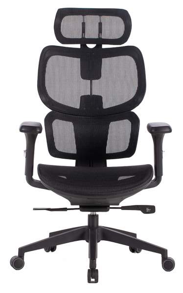 Черен ергономичен стол. 