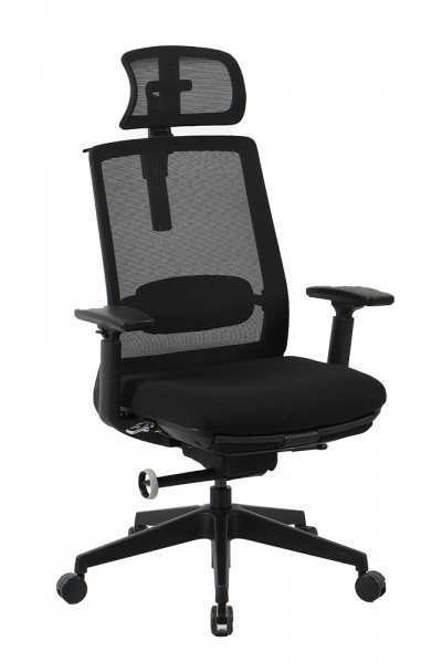 Черен ергономичен стол.