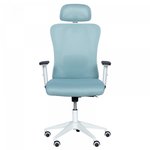 Ергономичен стол в син цвят.