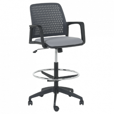 ОФИС СТОЛ 7556 BLACK, ДАМАСКА + МЕШ, СИВ