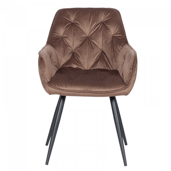 Трапезен стол в кафяв цвят.