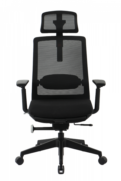 Черен ергономичен стол.