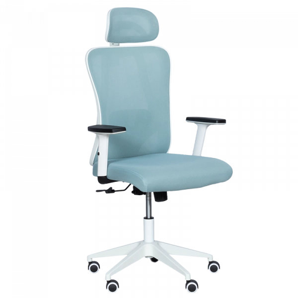 Ергономичен стол в син цвят.