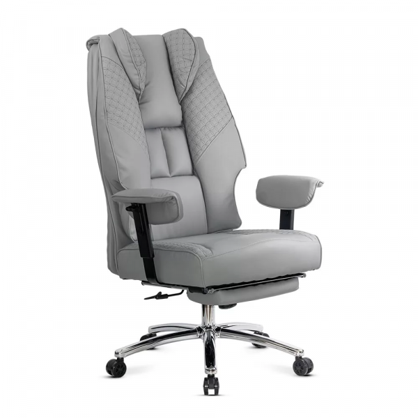 Сив директорски стол с регулируеми подлакътници.