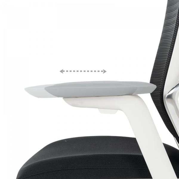 Черен ергономичен стол Vaud с бяла рамка.