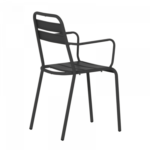 Черен метален градински стол.