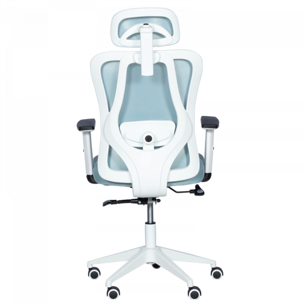 Ергономичен стол в син цвят.