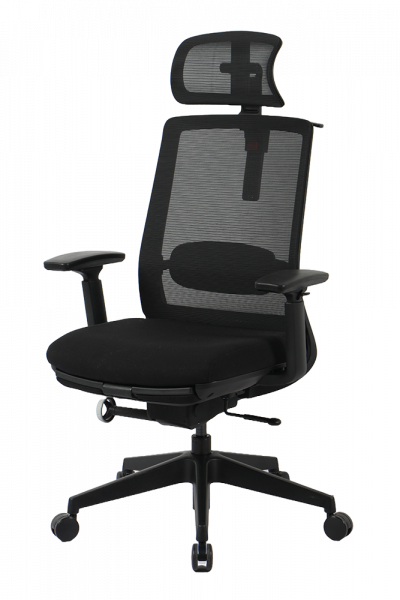 Черен ергономичен стол.