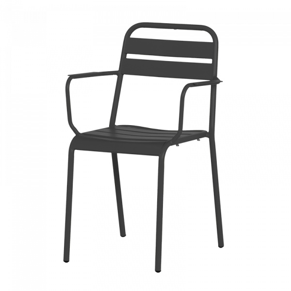 Черен метален градински стол.