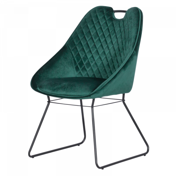 Трапезен стол в тъмно зелен цвят.