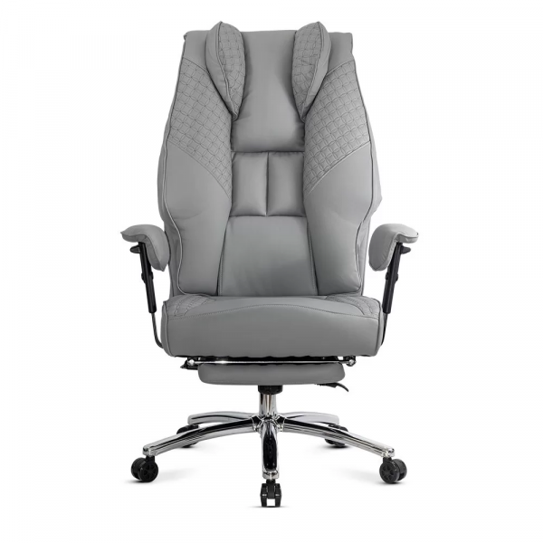 Сив директорски стол с регулируеми подлакътници.