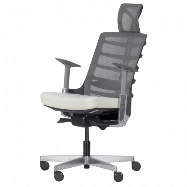 ДИРЕКТОРСКИ СТОЛ ALBERTO МЕШ + ЕСТЕСТВЕНА КОЖА БЯЛ