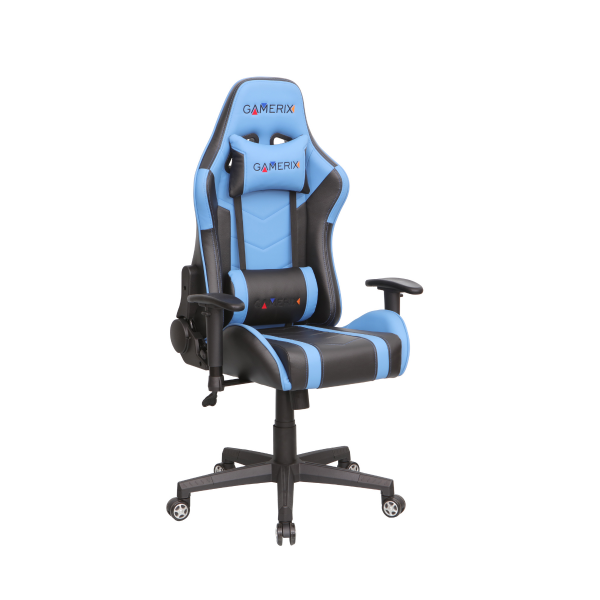 Син геймърски стол.