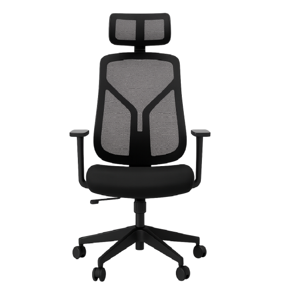 Черен ергономичен стол.