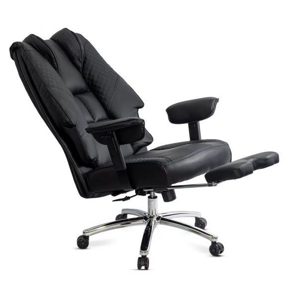 Черен директорски стол с регулируеми подлакътници.