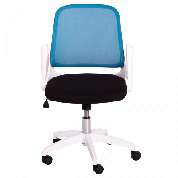 Работен стол в син цвят.