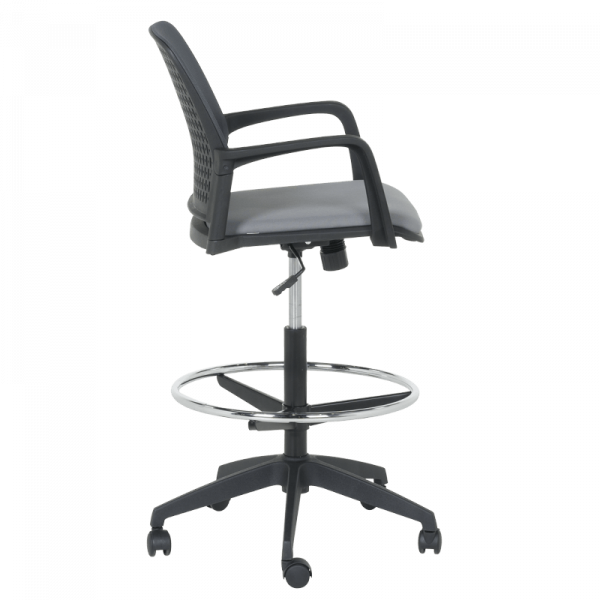 ОФИС СТОЛ 7556 BLACK, ДАМАСКА + МЕШ, СИВ