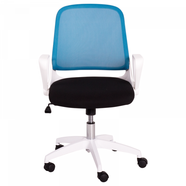 Работен стол в син цвят.