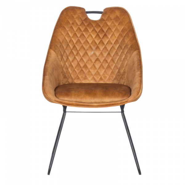 Трапезен стол в оранжев цвят.