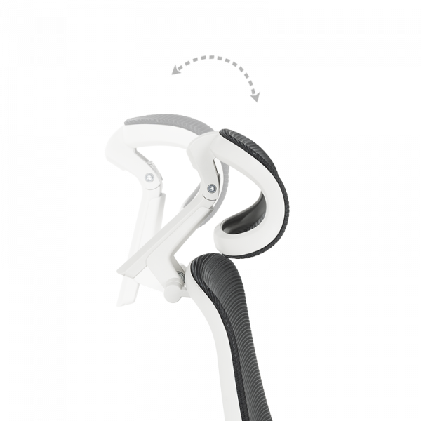 Черен ергономичен стол Vaud с бяла рамка.