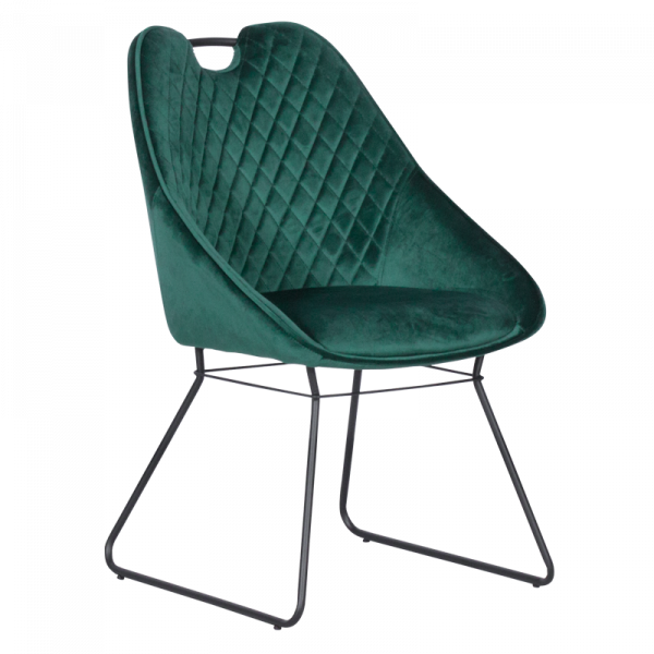 Трапезен стол в тъмно зелен цвят.