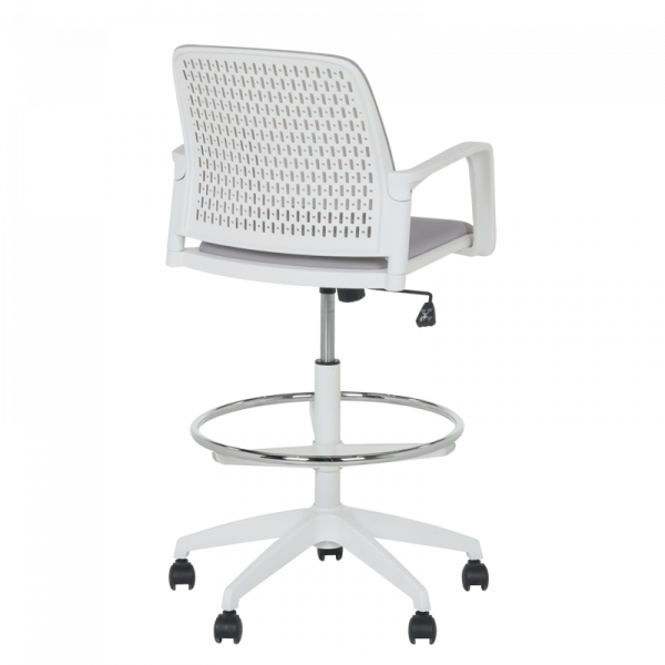 ОФИС СТОЛ 7556 WHITE, ДАМАСКА + МЕШ, СВЕТЛОСИВ