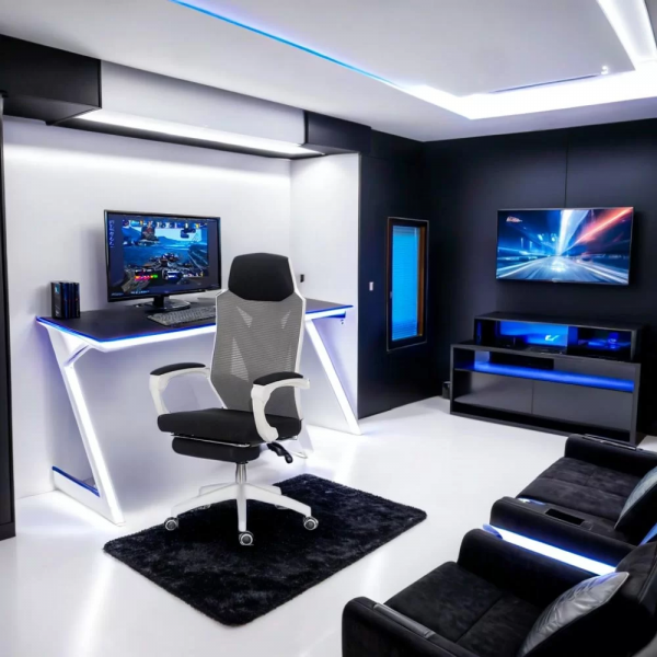 ЕРГОНОМИЧЕН ОФИС СТОЛ AMARO 2 МЕШ СИВ