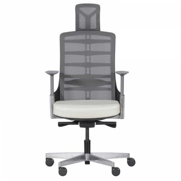 ДИРЕКТОРСКИ СТОЛ ALBERTO МЕШ + ЕСТЕСТВЕНА КОЖА БЯЛ