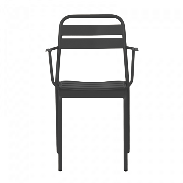 Черен метален градински стол.