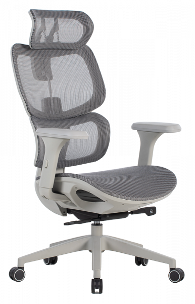 Сив ергономичен стол.