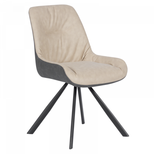 Трапезен стол в цвят крем.